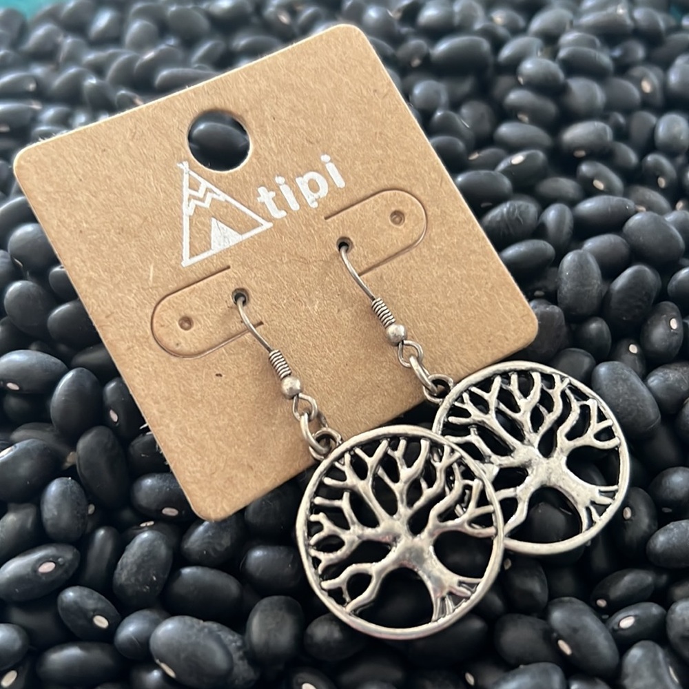 Silver Tree of Life Circle Earring